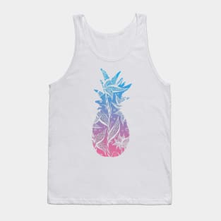 Blue and Pink Floral Pattern Pineapple Tank Top